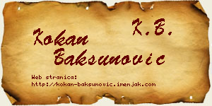 Kokan Bakšunović vizit kartica
